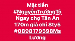 Mặt tiền Nguyễn Trường Tộ Ngay chợ Tân An 170m giá chỉ 8,500,000 tại Quảng Nam