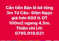 Cần tiền nên bán lô Bê tông Điện Ngọc Giá hơn 600 triệu tại Quảng Nam
