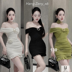 Đầm trễ vai kèm khoen kèm bông hàng 2 lớp chuẩn thiết kế ạ tại Quảng Nam
